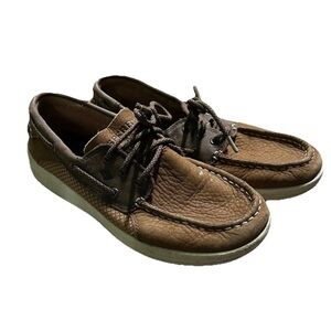 Sperry Boys Gamefish Dark Brown Leather Shoes Size 3.5